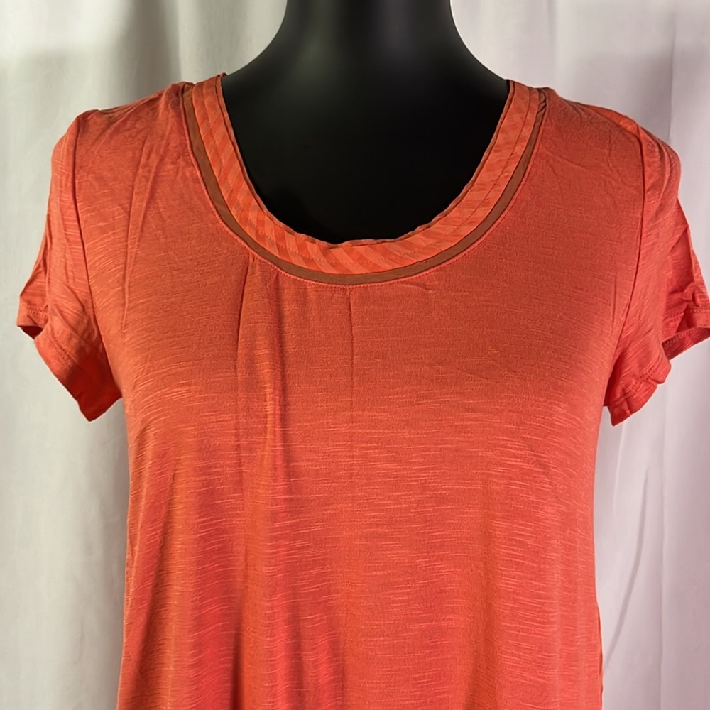 NWT Anthropologie Deletta Orange Gingham Mixed Media High Low Top - Picture 4 of 16